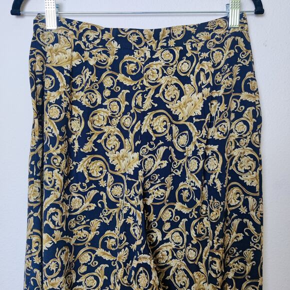 Vtg Josephine Chaus Pleated High Rise Gold Leaf Trousers 6 Regency Old Money - Picture 6 of 12